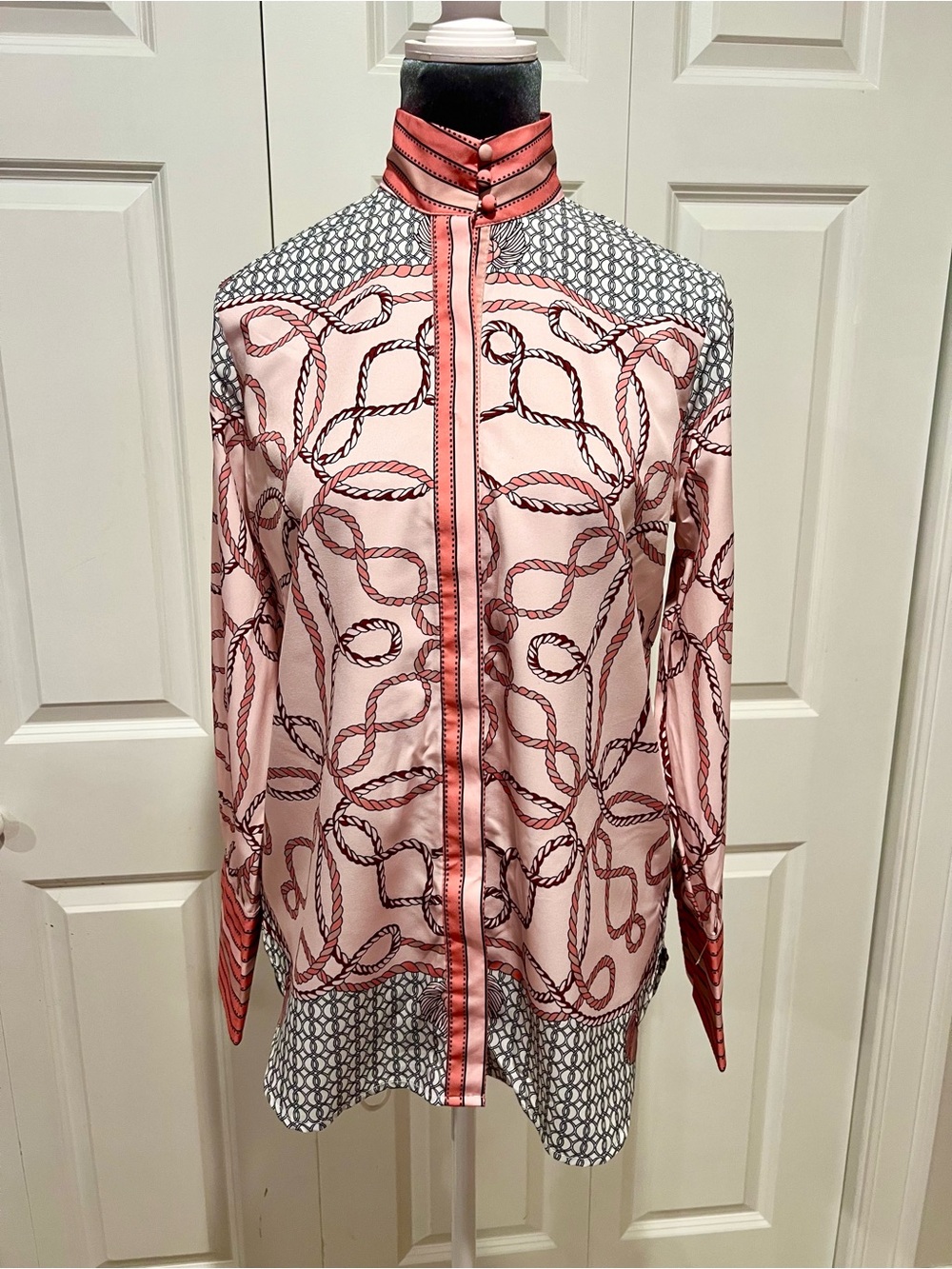 Graphic Print Button Up Blouse/Shirt Sz S
